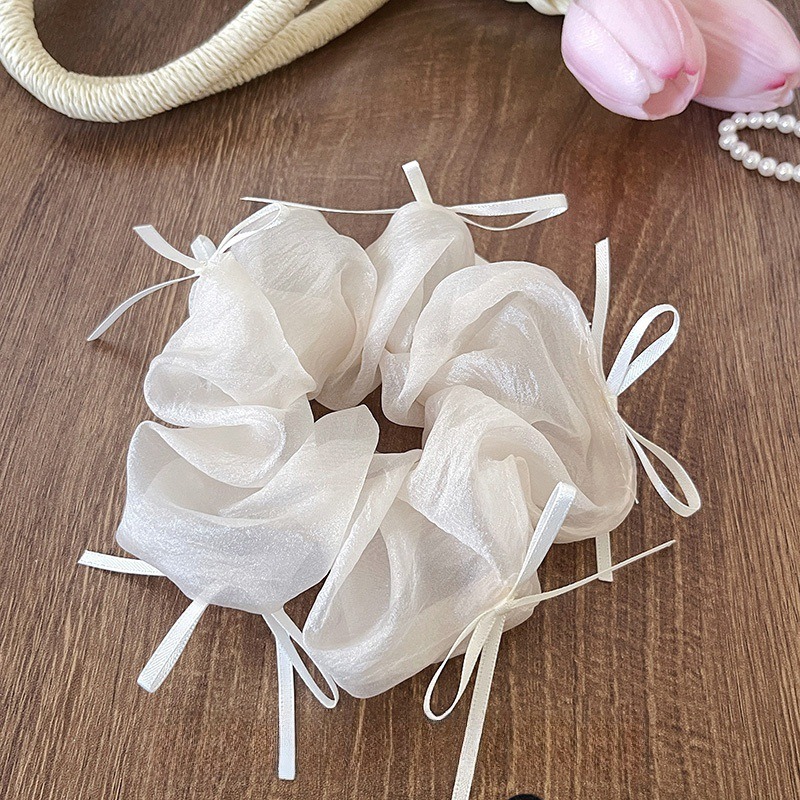 玫瑰花網紗大腸髮圈 蕾絲髮圈 刺繡花髮圈 FA032-規格圖5