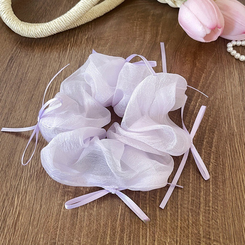 玫瑰花網紗大腸髮圈 蕾絲髮圈 刺繡花髮圈 FA032-規格圖5
