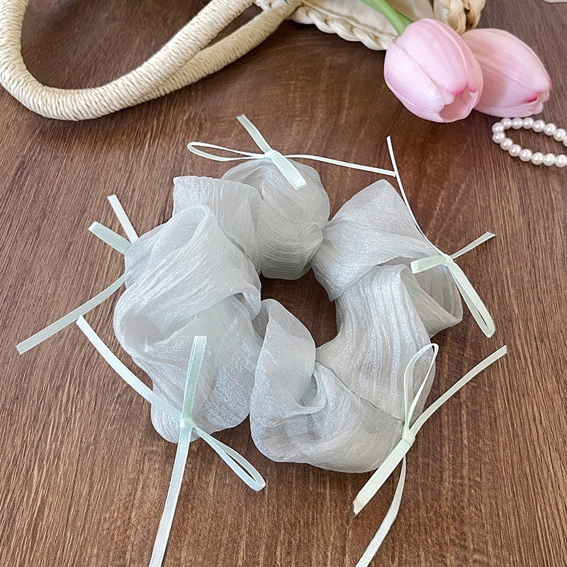 玫瑰花網紗大腸髮圈 蕾絲髮圈 刺繡花髮圈 FA032-規格圖5