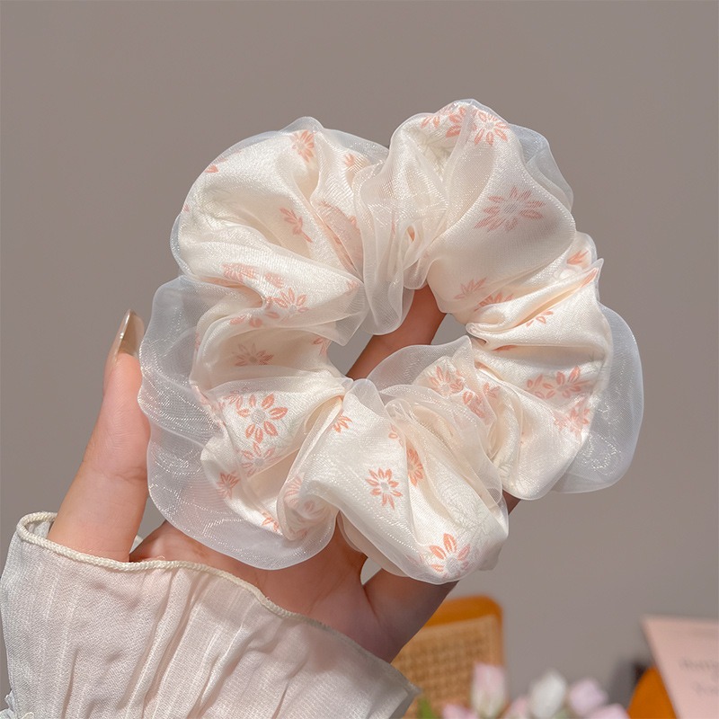 玫瑰花網紗大腸髮圈 蕾絲髮圈 刺繡花髮圈 FA032-規格圖5