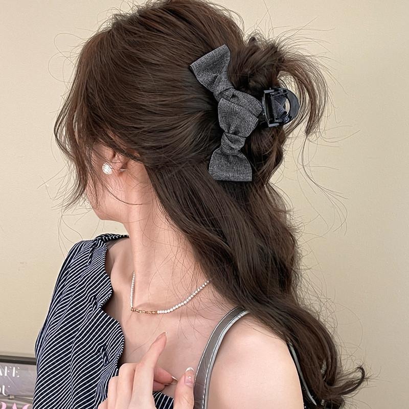 韓系西裝風鯊魚夾 牛仔色大抓夾 通勤盤髮夾 百搭大嘴夾-細節圖3