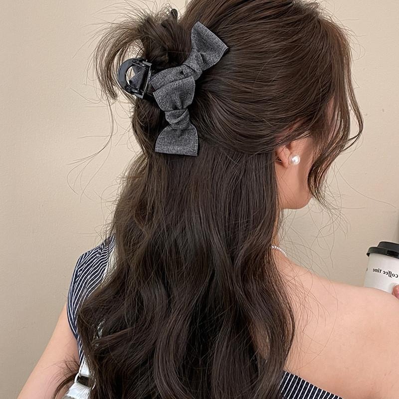 韓系西裝風鯊魚夾 牛仔色大抓夾 通勤盤髮夾 百搭大嘴夾-細節圖7