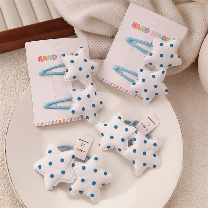 少女海鹽藍點點髮圈 bb夾 星星髮圈 星星髮夾 星星bb夾-細節圖2