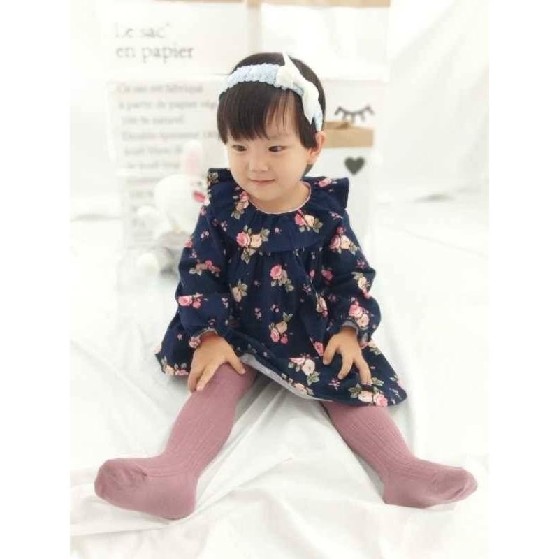 5折出清~台灣現貨 冬季燈心絨小女孩滾花邊小洋裝18m-細節圖3