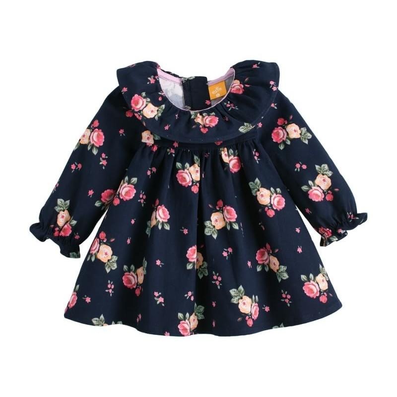 5折出清~台灣現貨 冬季燈心絨小女孩滾花邊小洋裝18m-細節圖4