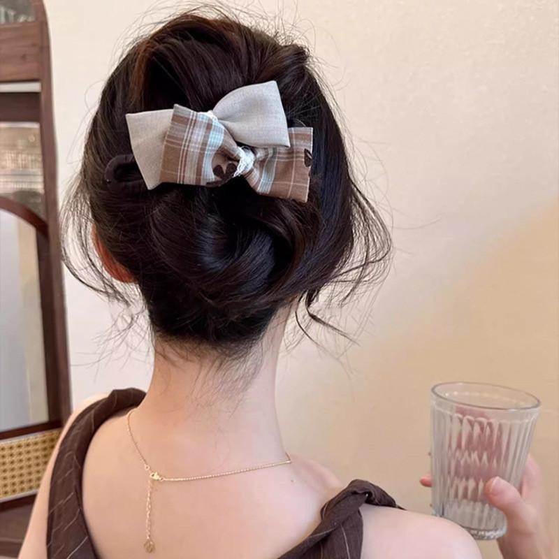 蝴蝶結盤髮夾 布藝鴨嘴夾 書院風一字夾 HB120-細節圖3