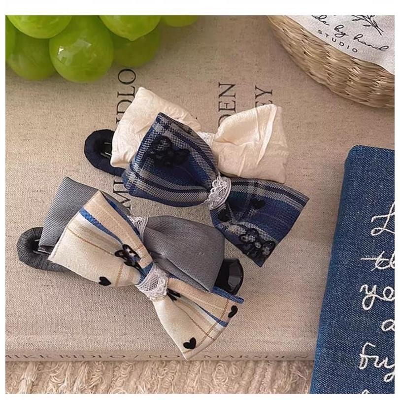 蝴蝶結盤髮夾 布藝鴨嘴夾 書院風一字夾 HB120-細節圖4