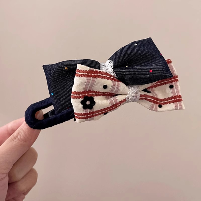 蝴蝶結盤髮夾 布藝鴨嘴夾 書院風一字夾 HB120-規格圖7