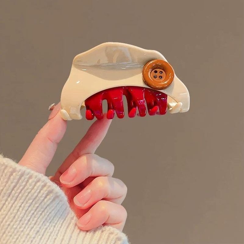 趣味鈕扣抓夾 黑色三角半扎髮夾 後腦勺夾 鯊魚夾 FA056-規格圖7