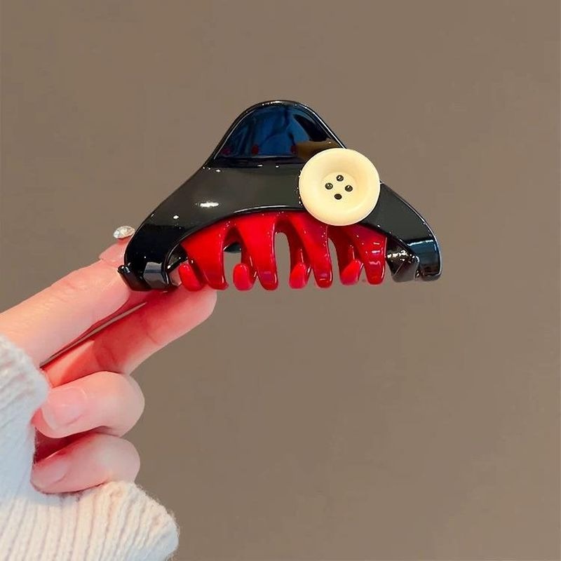 趣味鈕扣抓夾 黑色三角半扎髮夾 後腦勺夾 鯊魚夾 FA056-規格圖7