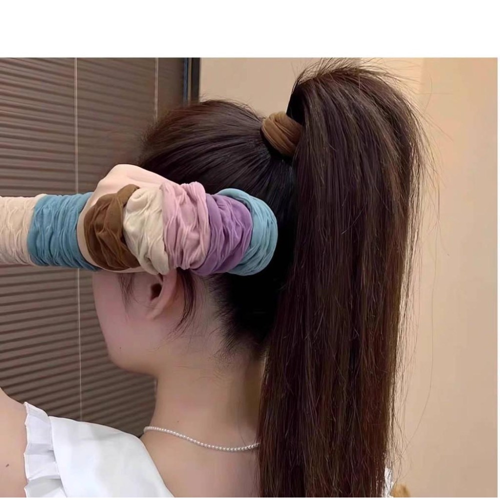 超彈力髮圈5件組 超寬版髮圈 不夾髮髮圈 3色可選-細節圖5