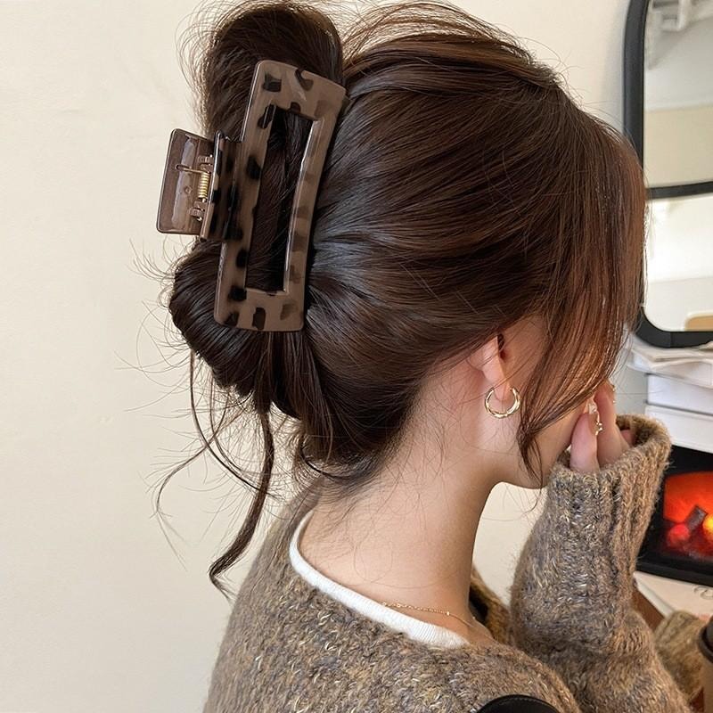 豹紋蝴蝶結鯊魚夾 大抓夾 方形髮飾 大號腦勺夾 4款可選-細節圖3