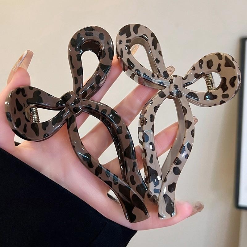 豹紋蝴蝶結鯊魚夾 大抓夾 方形髮飾 大號腦勺夾 4款可選-細節圖5