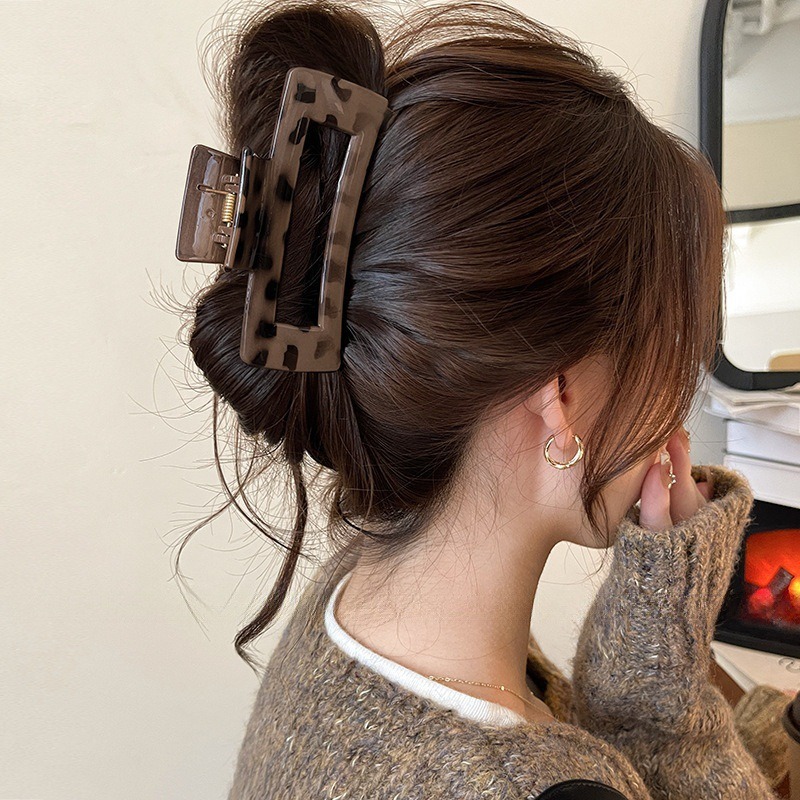 豹紋蝴蝶結鯊魚夾 大抓夾 方形髮飾 大號腦勺夾 4款可選-規格圖5