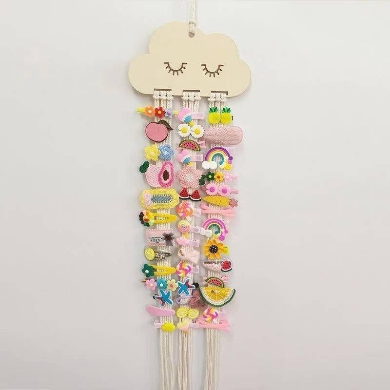 台灣現貨 ins歐風雲朵髮夾收納整理 木馬髮帶收納整理 原木色-細節圖3