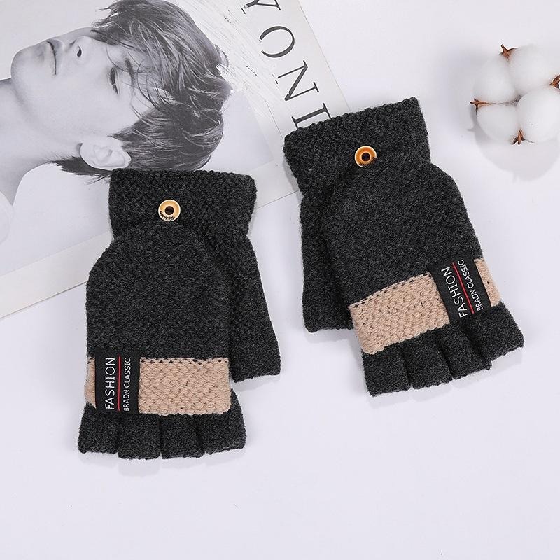 男大人跳色翻蓋手套 半指手套 全指手套 2用手套 保暖手套 WA027-細節圖2