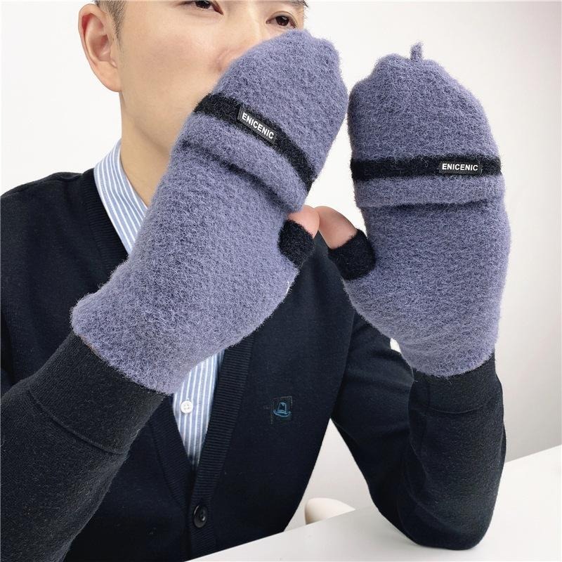 男大人跳色翻蓋手套 半指手套 全指手套 2用手套 保暖手套 WA027-細節圖6