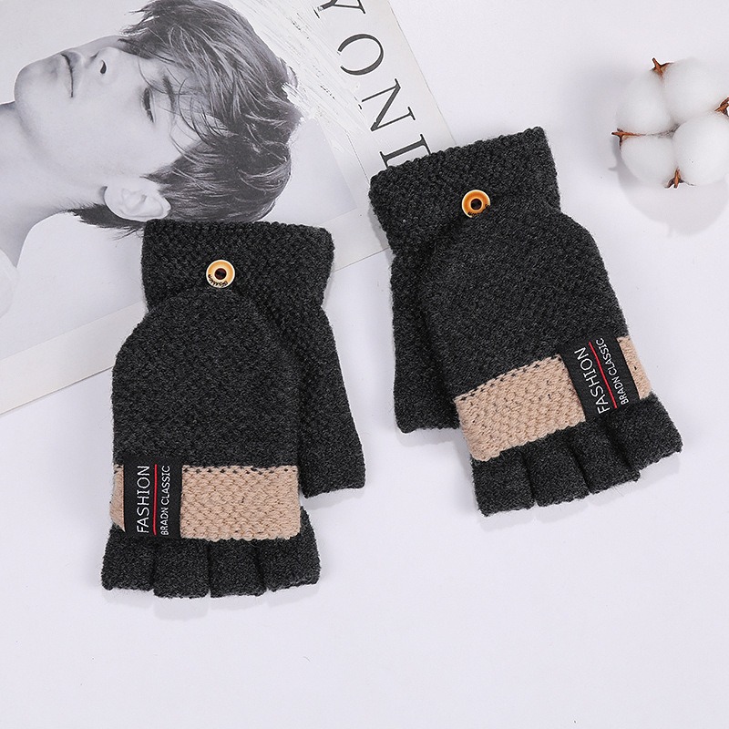 男大人跳色翻蓋手套 半指手套 全指手套 2用手套 保暖手套 WA027-規格圖7