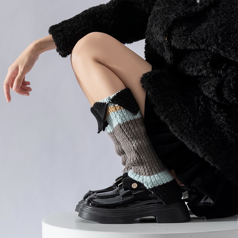 台灣現貨 秋冬都在穿的拚色襪套 顯直腿襪套 保暖襪套 堆堆襪套-規格圖7