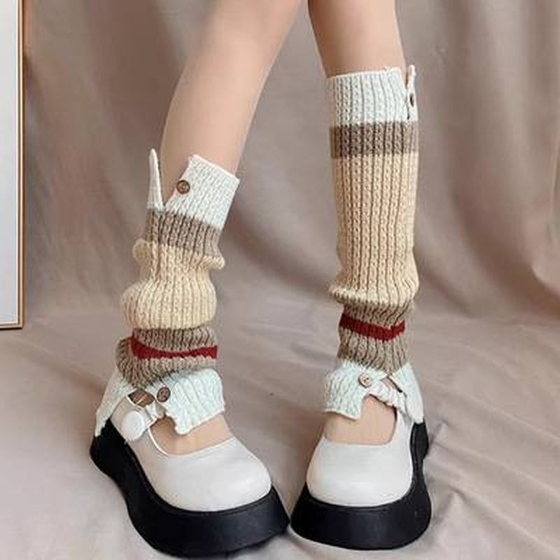 台灣現貨 秋冬都在穿的拚色襪套 顯直腿襪套 保暖襪套 堆堆襪套-規格圖7