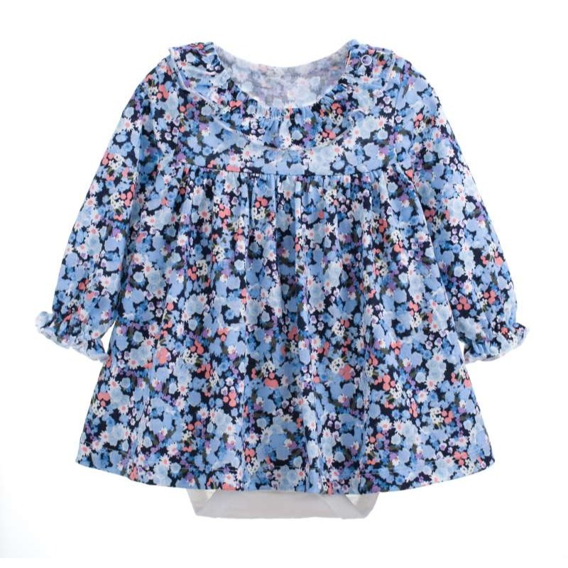 5折出清~台灣現貨 秋款純棉碎花幾何裙式連身衣-6m/9m/24m-規格圖2