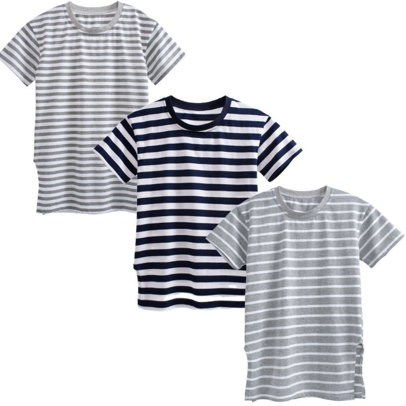 5折出清~台灣現貨 短T 中大童短袖上衣 長版上衣 親子短袖上衣 親子裝 條紋上衣-140/150/160/170-細節圖2