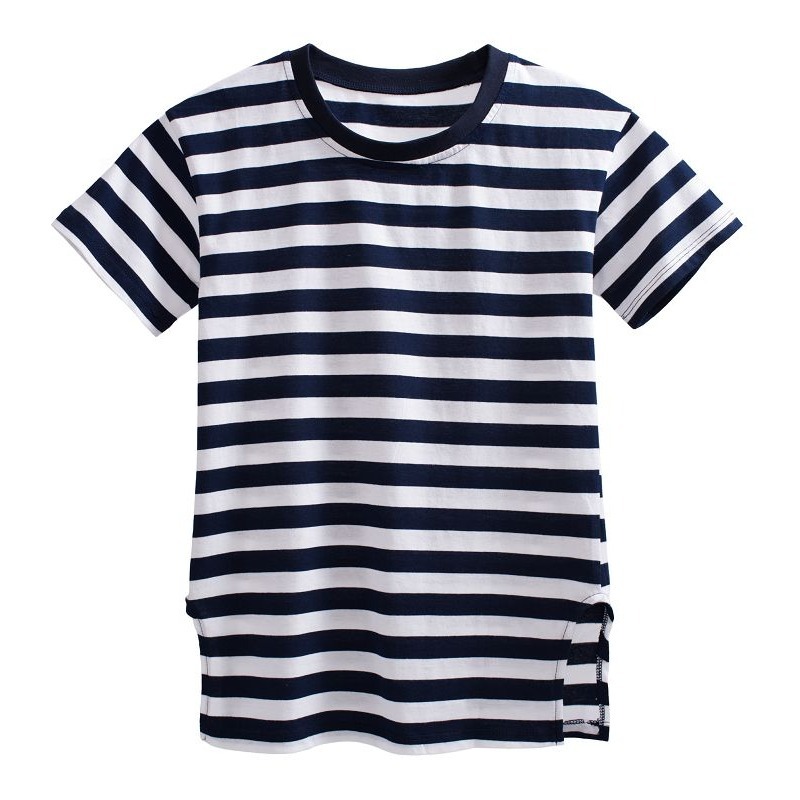 5折出清~台灣現貨 短T 中大童短袖上衣 長版上衣 親子短袖上衣 親子裝 條紋上衣-140/150/160/170-細節圖3