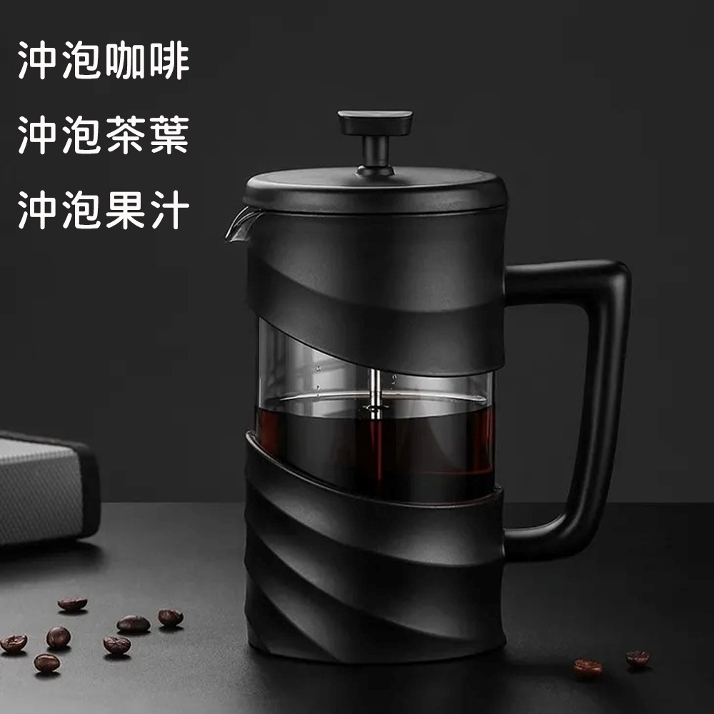 【品菲特PINFIS】玻璃法式濾壓壺 咖啡沖泡壺 茶壺-350ml (時尚黑)-細節圖4