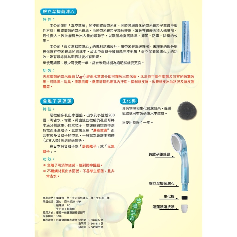 【銀立潔】奈米銀絲Ag+除氯抑菌潔淨蓮蓬頭專用濾心(YU320)-細節圖3