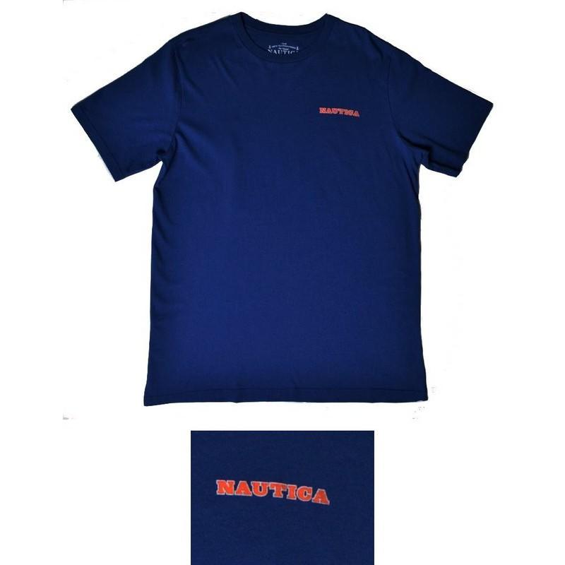 NAUTICA全新 現貨 S(約一般M) 胸寬約52~54公分 SALMON HEAD圖案 短袖T袖 藍色  保證原廠正-細節圖2