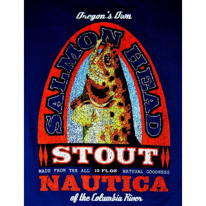 NAUTICA全新 現貨 S(約一般M) 胸寬約52~54公分 SALMON HEAD圖案 短袖T袖 藍色  保證原廠正-細節圖3