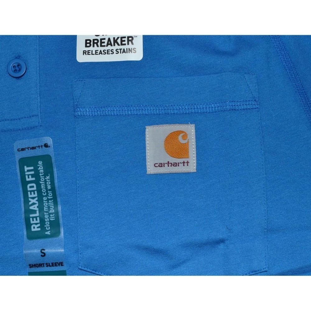 Carhartt Force 口袋 亨利領 T恤【S】【M】吸濕排汗 防污力 酷藍 重磅  全新 現貨-細節圖4