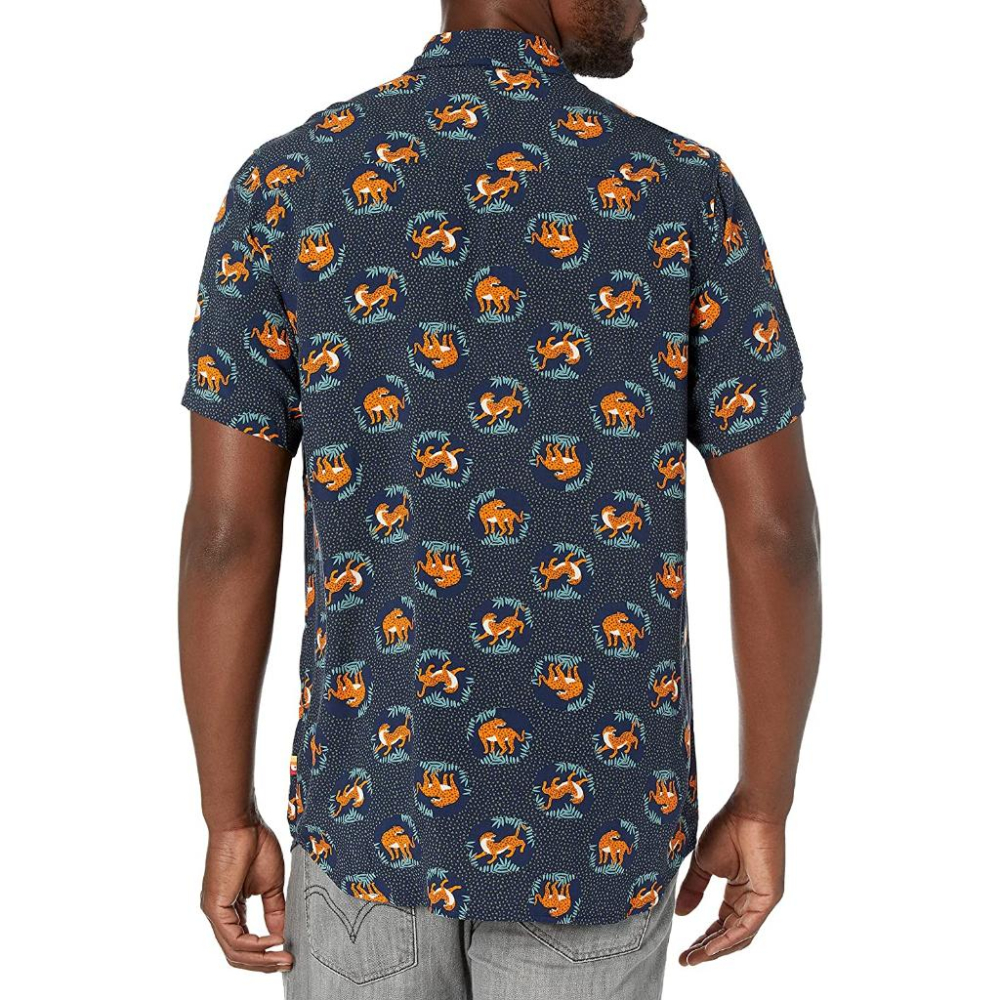 UNIONBAY【M】短袖襯衫 夏季 輕盈透氣 花襯衫 花豹圖 人造絲 全新 現貨 保證正品-細節圖2