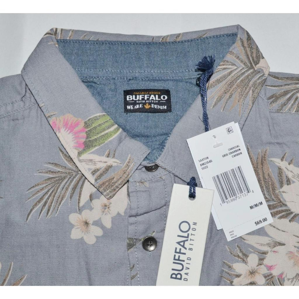 Buffalo David Bitton【M】短袖襯衫 府綢棉 花襯衫 全新 現貨 保證正品-細節圖3