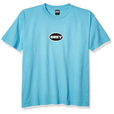 OBEY【M寬鬆版 約等於L或XL】美國潮牌 Galleria 短袖T恤 水藍色 重量級厚棉 全新 現貨 - USA正品工作室