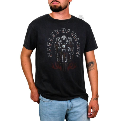 Harley-Davidson 哈雷機車 短袖T恤【S】【M】（約一般【Ｍ】【Ｌ】）洗舊 Grim Rider