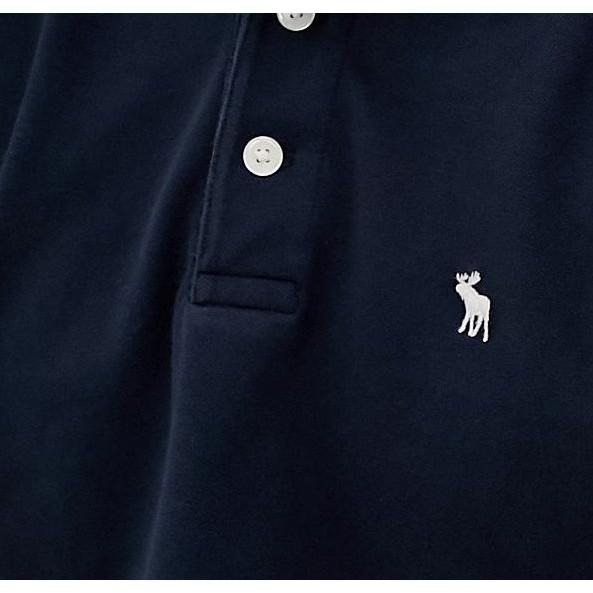 Abercrombie＆Fitch 海軍藍 pique polo衫【M】logo刺繡 透氣涼爽 全新 現貨-細節圖5