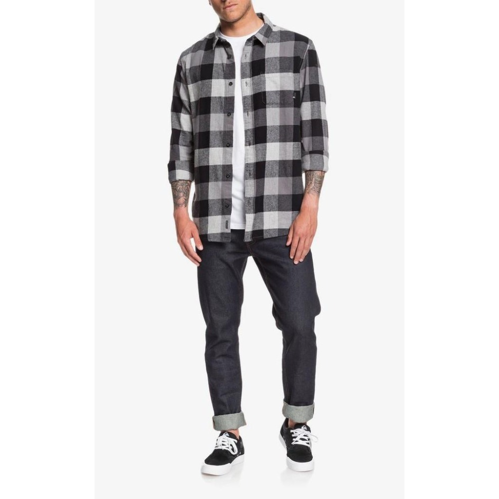 Quiksilver 長袖法蘭絨襯衫 格紋襯衫【XL】Motherfly 輕質棉 EQYWT03918-細節圖5