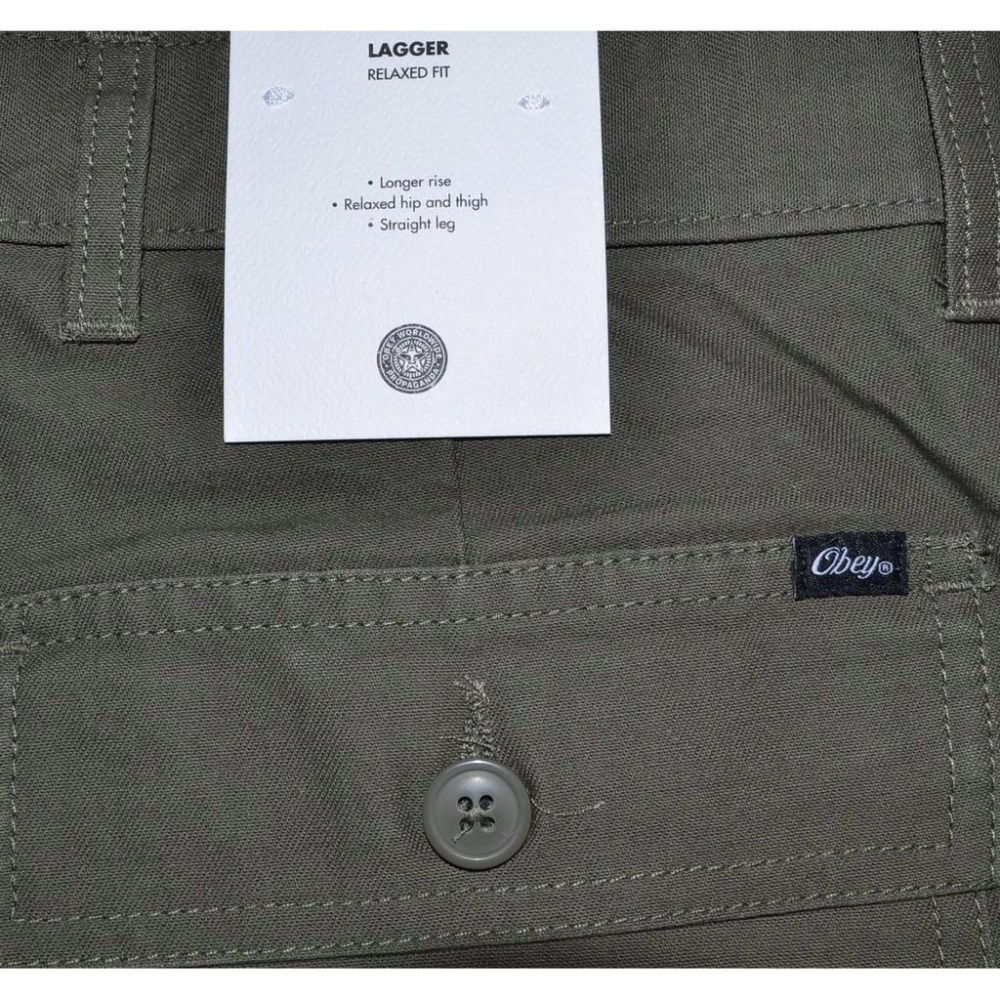 OBEY lagger Patcht 九分褲 寬鬆 31~32腰  淺軍綠色 美國購入 保證原廠正品-細節圖4