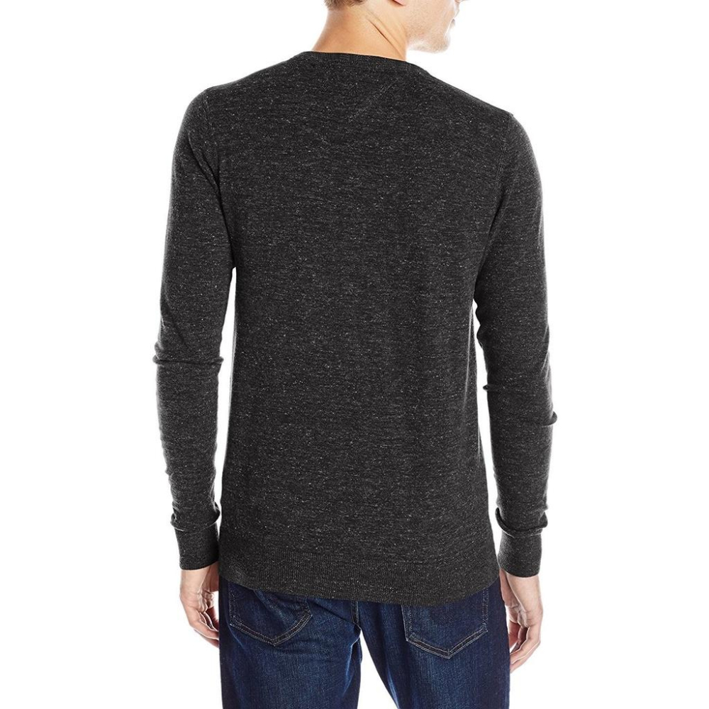 Tommy Hilfiger Denim V領長袖毛衣【M】彈性 有機棉 黑色 全新 現貨 保證正品-細節圖2