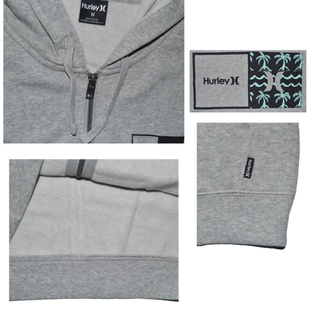 Hurley 全拉鍊連帽衫 連帽外套【M】刷毛 CJ9998 Natura 淺灰色 全新 現貨-細節圖5