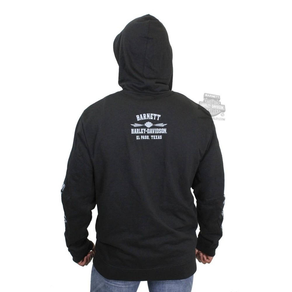 Harley-Davidson 哈雷機車 長袖連帽衫 連帽外套 Willie G Skull 黑色 XL 大尺碼 全新-細節圖3