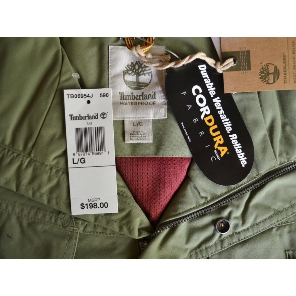 Timberland 防水 連帽外套【L】雙層防水透氣 草綠色 Mount Shaw 全新 現貨 美國購入-細節圖4