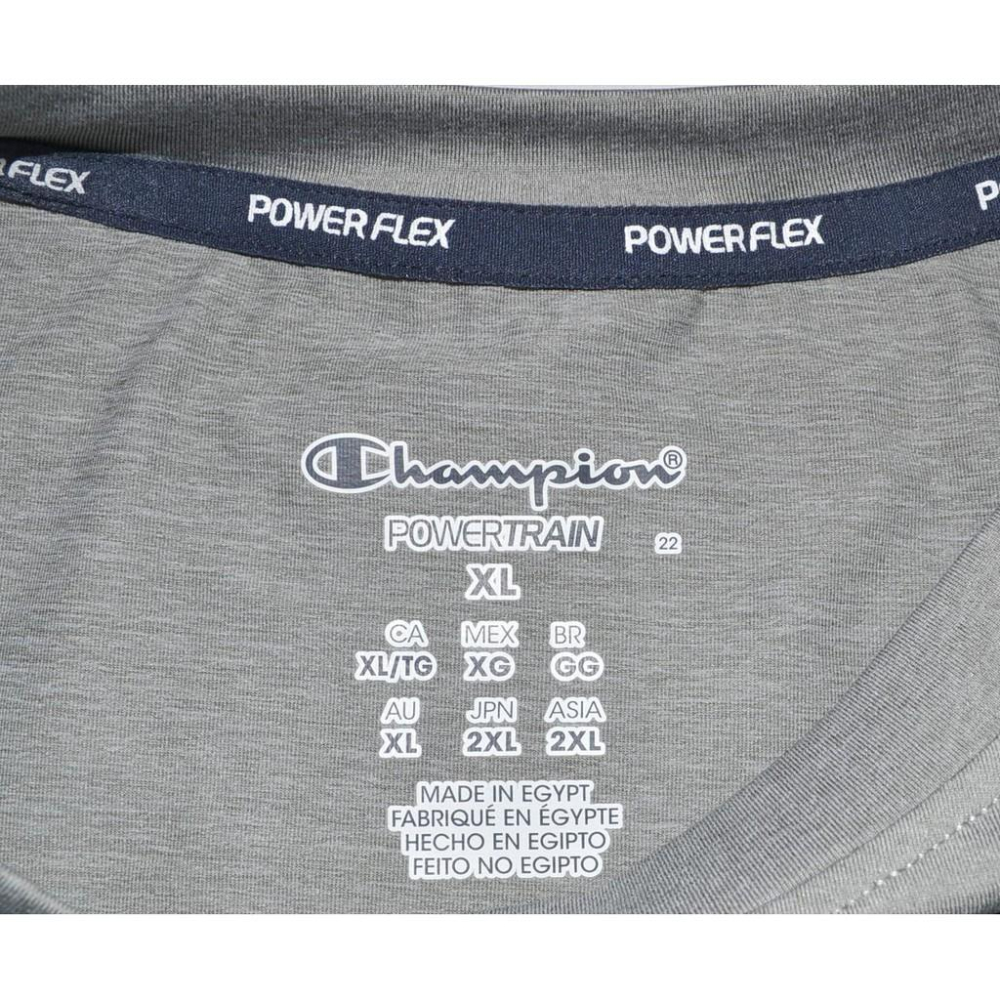 Champion 機能 Powerflex 雙倍吸濕排汗 彈力 運動短袖T恤 灰色 亞洲版XXL 大尺碼 保證原廠正品-細節圖6