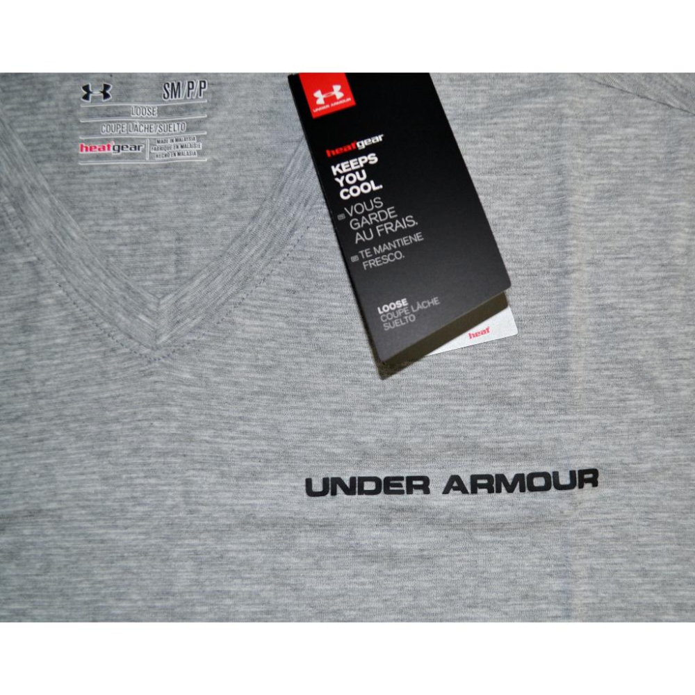 Under Armour【S】 V領 灰 短袖T恤 排汗衣 涼感衣 吸濕排汗 抗菌 快乾 美國購入 保證原廠-細節圖4