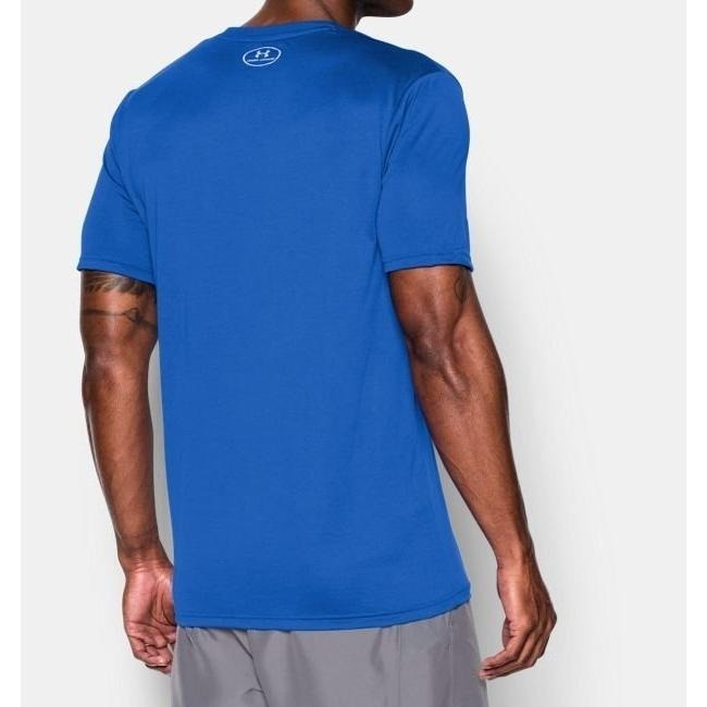 Under Armour【S】短袖T恤 藍色 UA Tech Run 涼感衣 吸濕排汗 抗菌 快乾 寬鬆版-細節圖3
