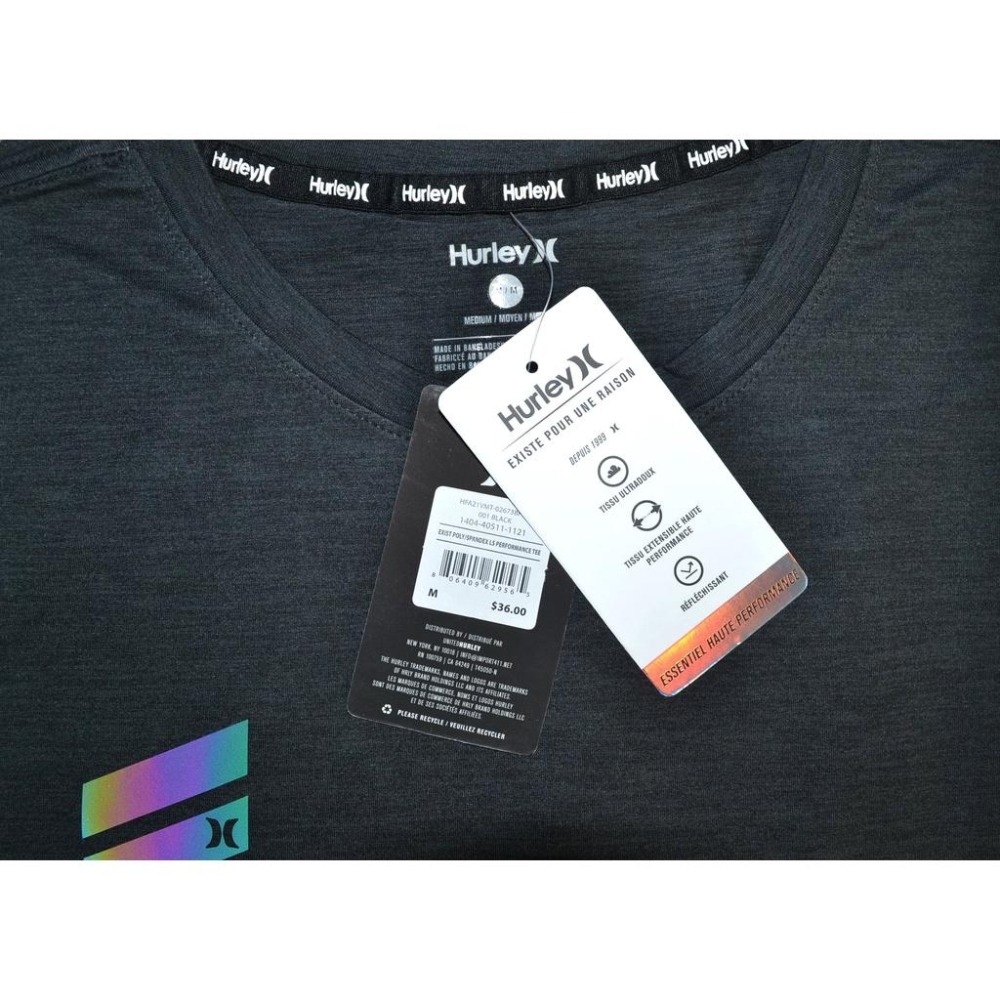 Hurley 高機能 彈力運動長袖T恤【L】深灰色 Exist 全新 現貨 保證正品-細節圖3