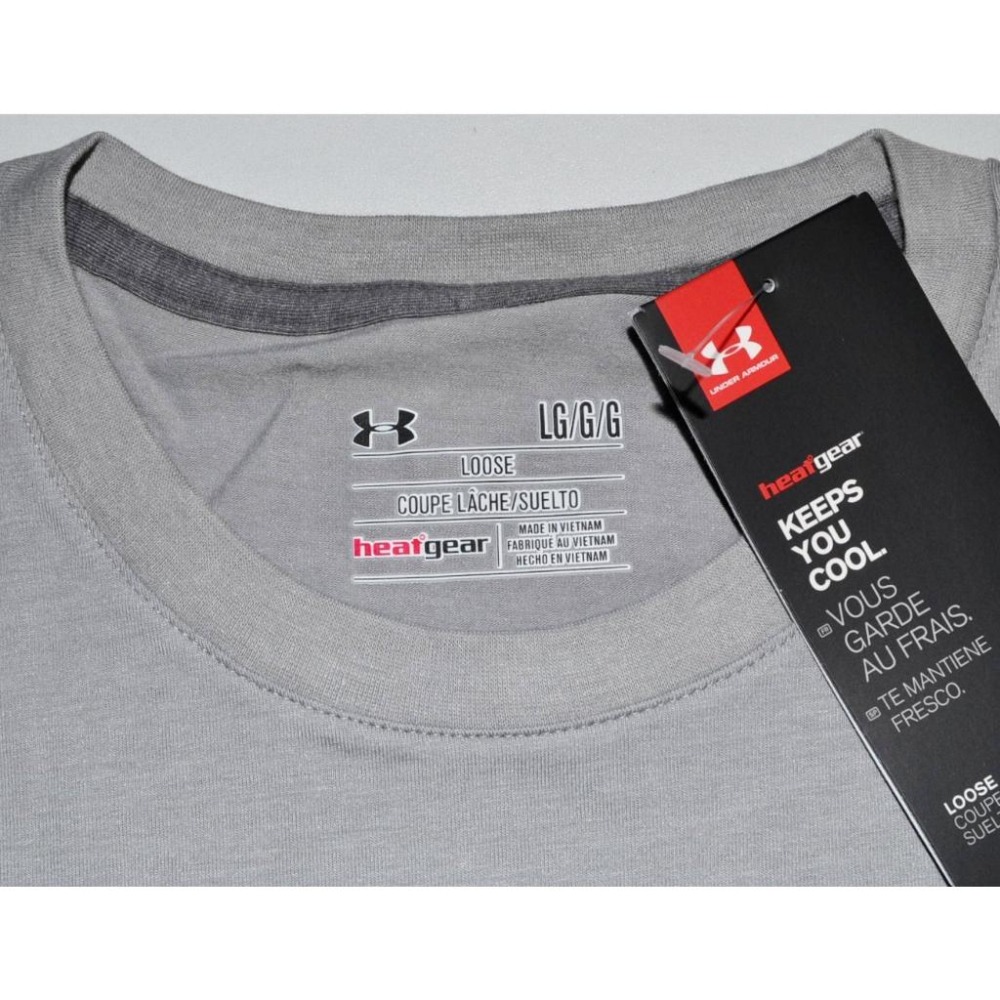 Under Armour 【M】灰色 Logo 短袖T恤 吸濕排汗 全新 現貨-細節圖4