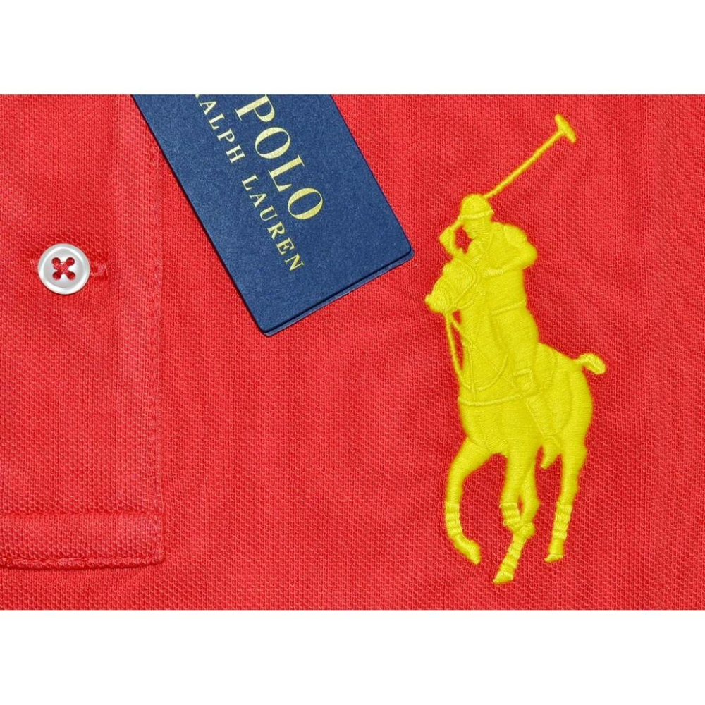 POLO Ralph Lauren 全新現貨 大馬短袖 Polo衫Skinny Fit 紅色  M 官網購入保證正品-細節圖3