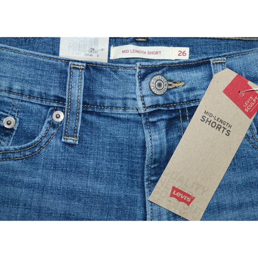 Levi＇s Mid Length 牛仔短褲 彈性 水洗 女生 26腰 299650028-細節圖5